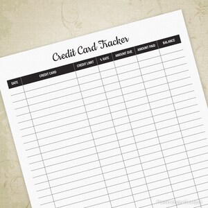 Rastreador de tarjetas de crédito imprimible, ahorro de deuda, registro de pago de facturas, gestión de presupuesto bancario, archivo digital, gráfico de descarga instantánea, efb007