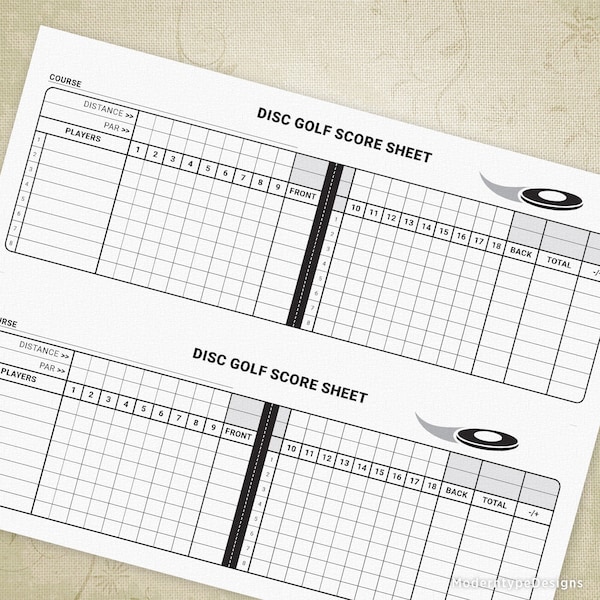 Disc Golf Score Sheet Printable, Flying Frolf, Back Nine, Front Scorecard, Scoring Game Planner, Digital File, Instant Download, gam018