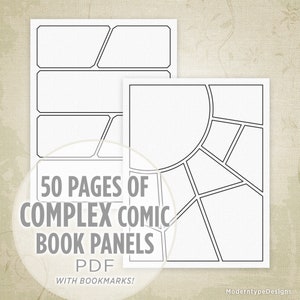 Complex Comic Book Panels with 50 Printable Pages, Drawing Strips, Art Box Frames, Digital File, Instant Download, com002