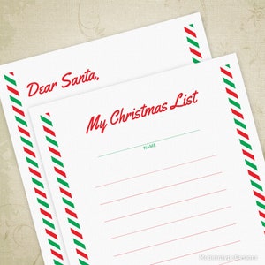 Lieber Weihnachtsmann Brief & Weihnachtsliste zum ausdrucken, Hinweis für Sankt Nick, Nordpol, Wunschartikel, Digitale Datei PDF, Instant Download, hls004