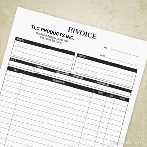 Invoice Printable with Editable Fields Template, Order Form, Bill of Lading, Digital File, Instant Download, inv004