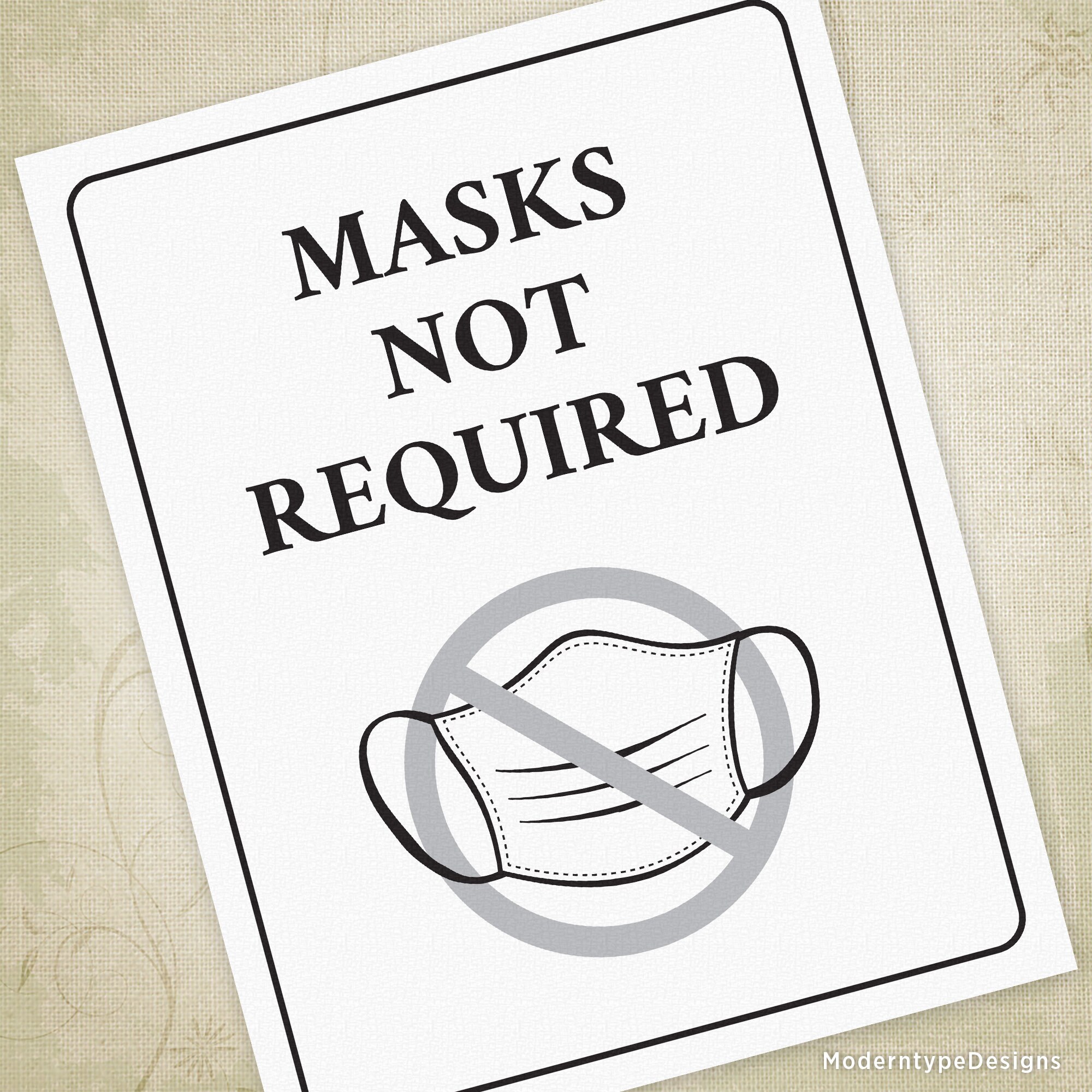 Masks NOT Required Printable Sign Business Window Poster - Etsy UK