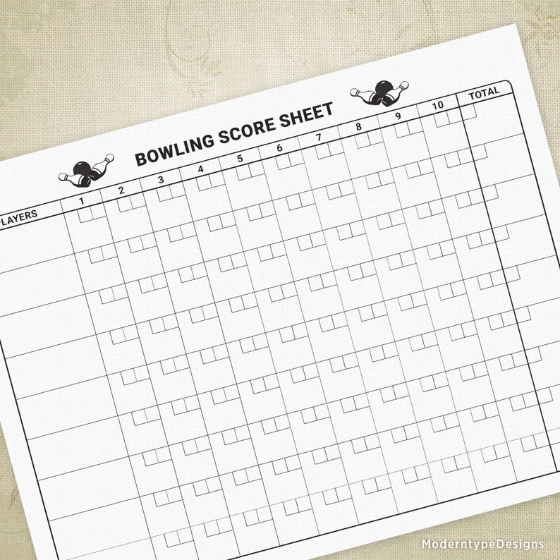 Bowling Scoring Sheet, Printable, Digital Download, Gam001 - Etsy