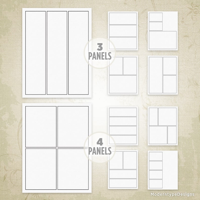 Basic Comic Book Panels with 50 Printable Pages, Drawing Strips, Art Box Frames, Digital File, Instant Download, com001 image 3