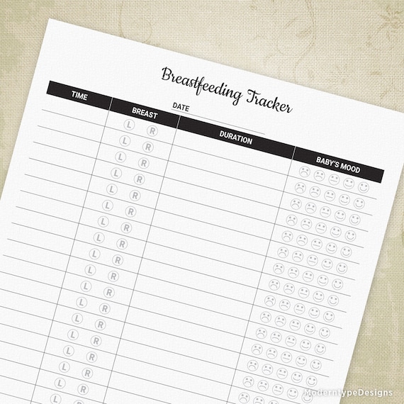 Breastfeeding Tracker Printable Sheet, Baby Feeding Log, Nursing Planner, Digital File Chart, Instant Download, bby001