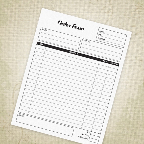 order form printable planner list ordering form request etsy
