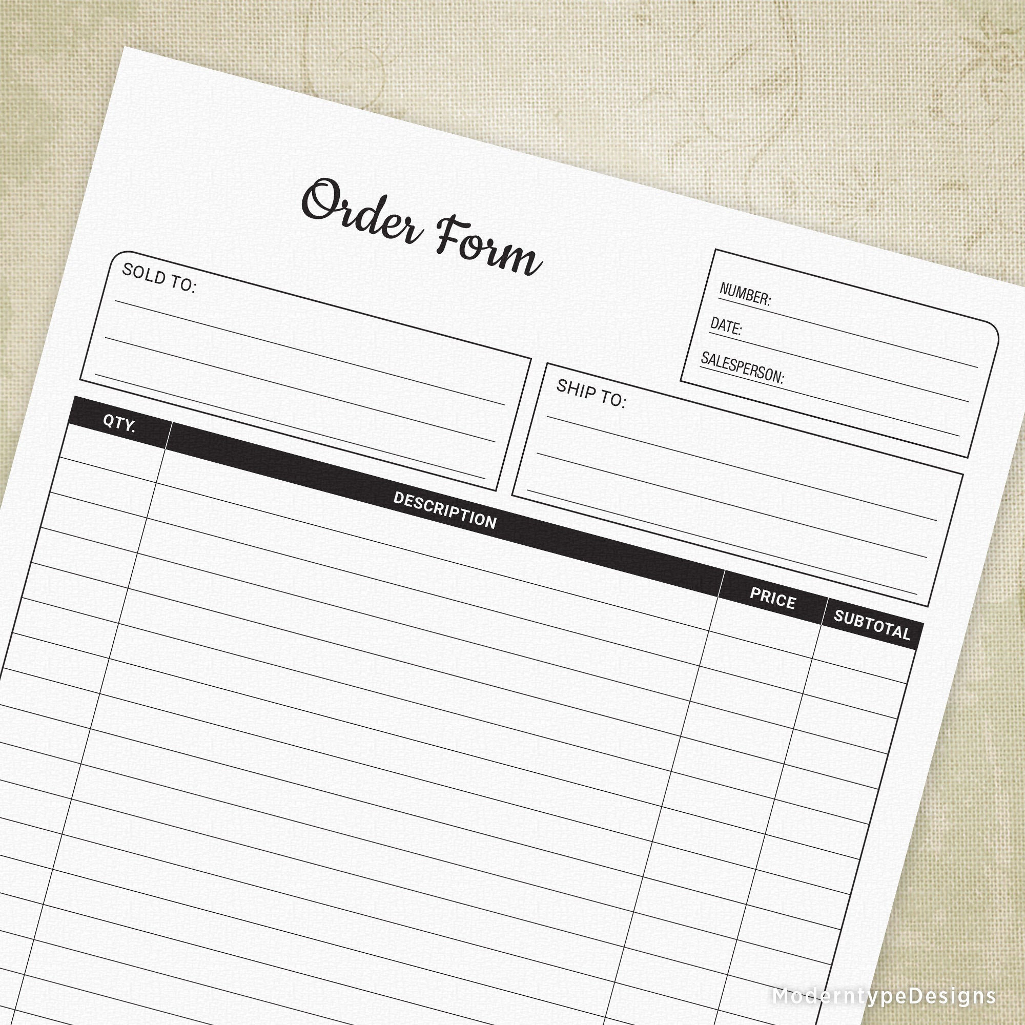 Order Form Printable Planner List Ordering Form Request | Etsy
