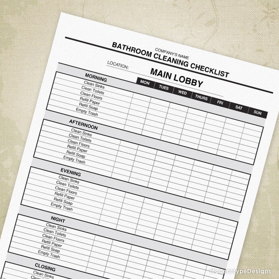 bathroom cleaning checklist printable
