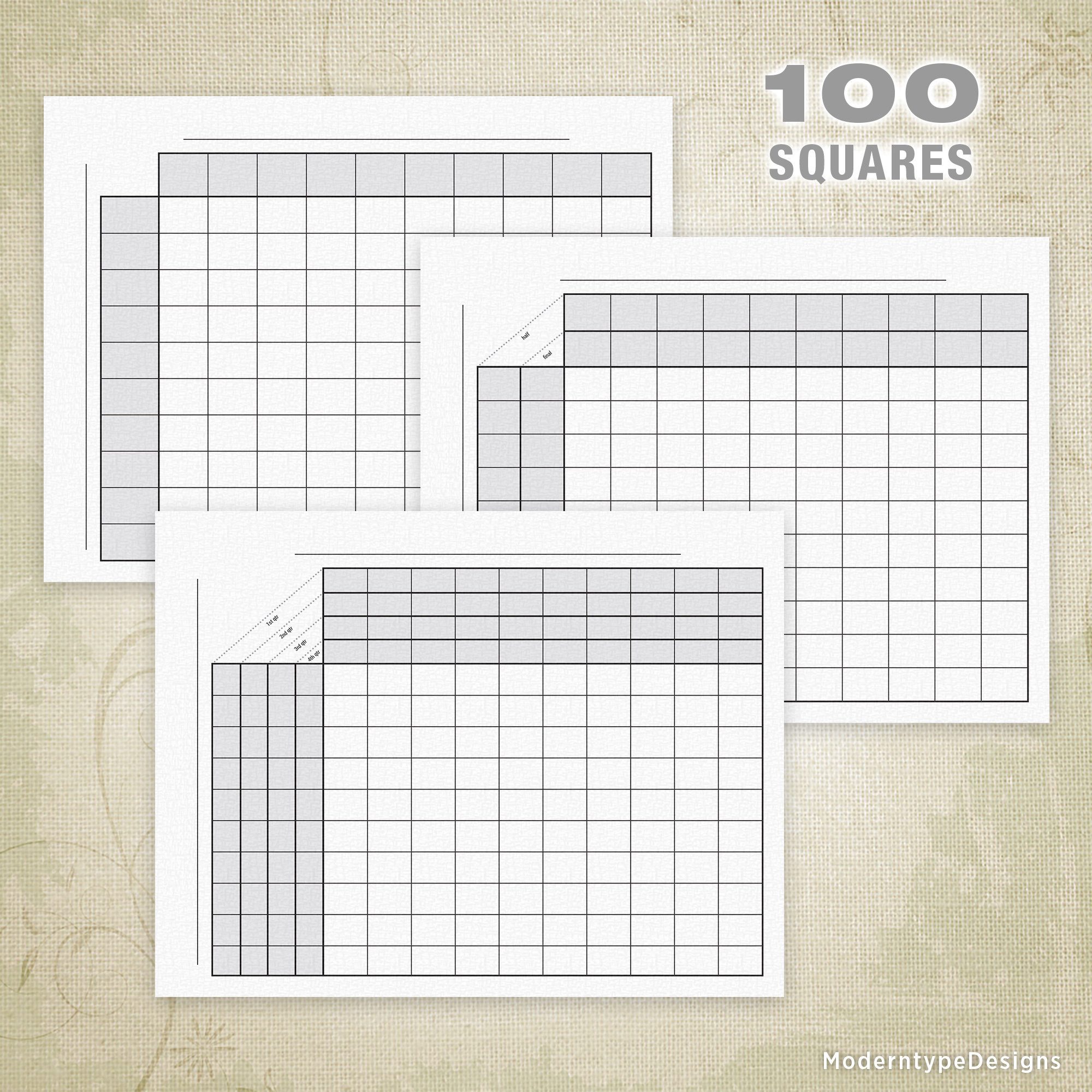 100 Football Sports Pool Squares Printable Team Contest - Etsy