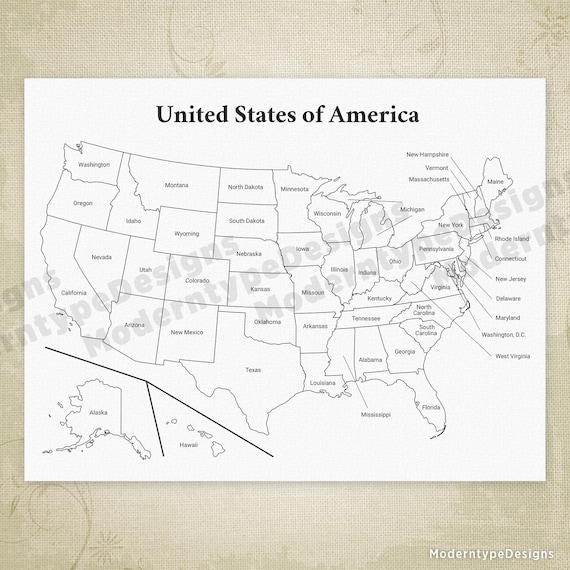 Mapa De Estados Unidos Imprimible Con Estados Y Capitales En Formato Pdf