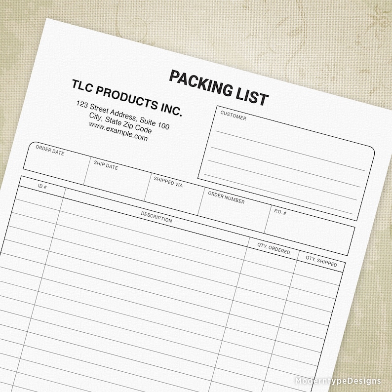 packing slip printable form professional list shipping etsy