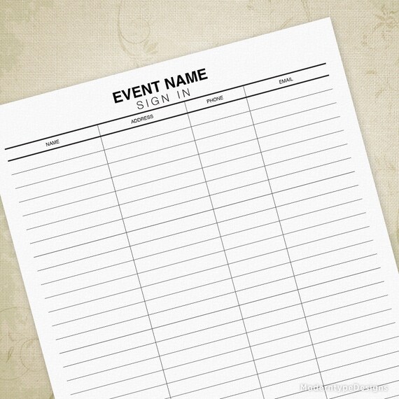 event sign in sheet printable sign out form signature list etsy sign out form