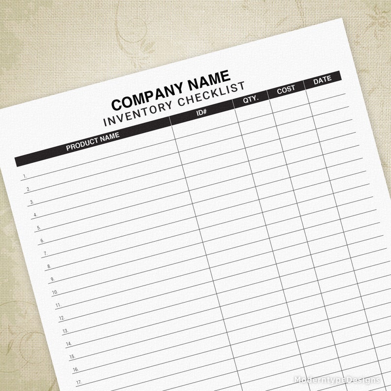 Custom Inventory Checklist Tracker Printable Form, Easy List, Out of ...