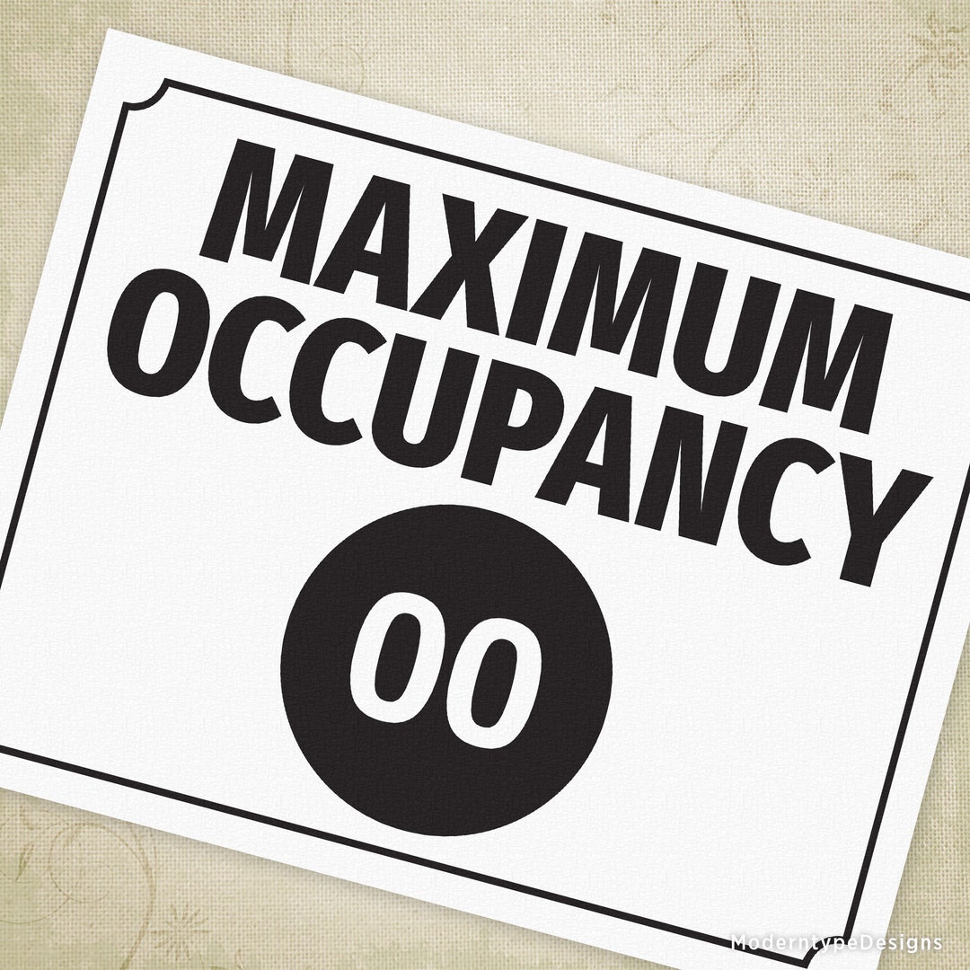 Label Occupancy Maximum Occupancy, Printable Editable Sign, People Capacity, Guest ...