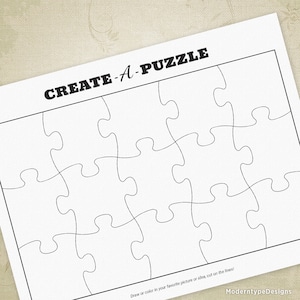 Create-a-Puzzle Printable, DIY Jigsaw for Kids, Draw and Cut Puzzle, Coloring Sheet Activity, Digital File, Instant Download, puz001