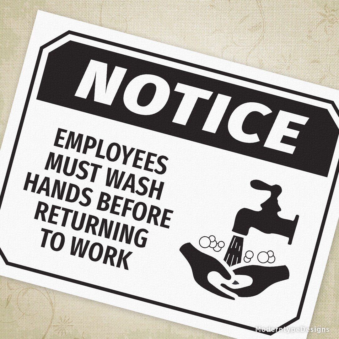 Employee Wash Hands Printable Sign, Bathroom Notice, Cleaning Poster ...