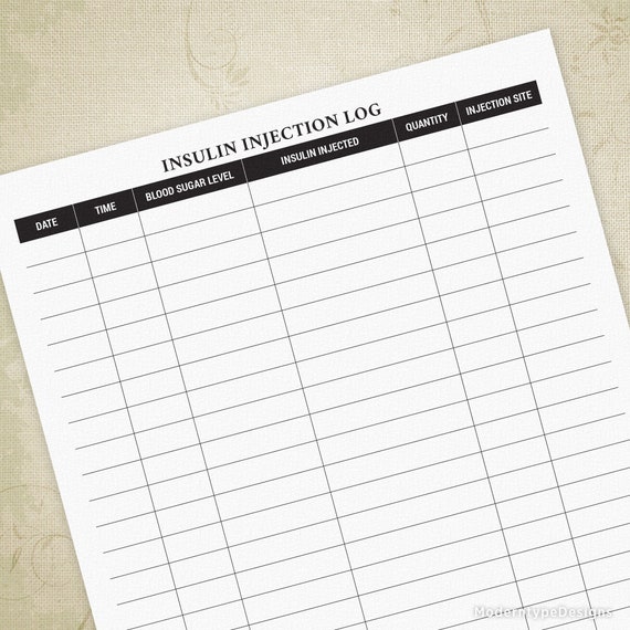 Printable Insulin Injection Site Chart