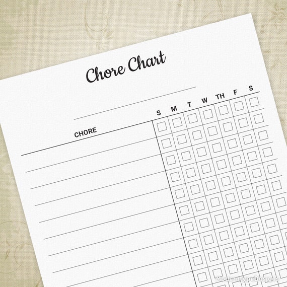 Chore Chart Printable Form for Kids with Editable Chore List, Weekly Chore, Simple Daily Task Tracker, Custom Template, Digital File, chc001