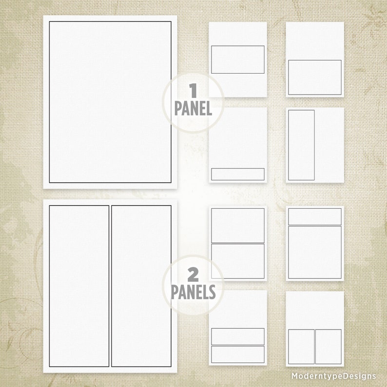 Basic Comic Book Panels with 50 Printable Pages, Drawing Strips, Art Box Frames, Digital File, Instant Download, com001 image 2