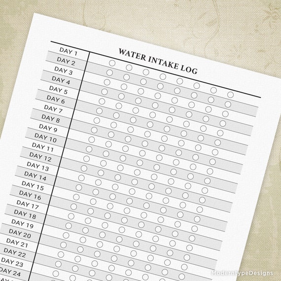 Water Intake Chart Pdf