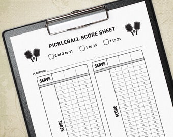 Pickleball Score Sheet Printable Form PDF, Pickle Ball Court Scoring Game Planner, Digital File, Instant Download, gam107