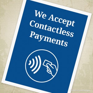 Wij accepteren contactloze betalingen Afdrukbaar bord, Elektronische transactiemethode, Sociale afstand, Digitaal bestand, Directe download, bhs006