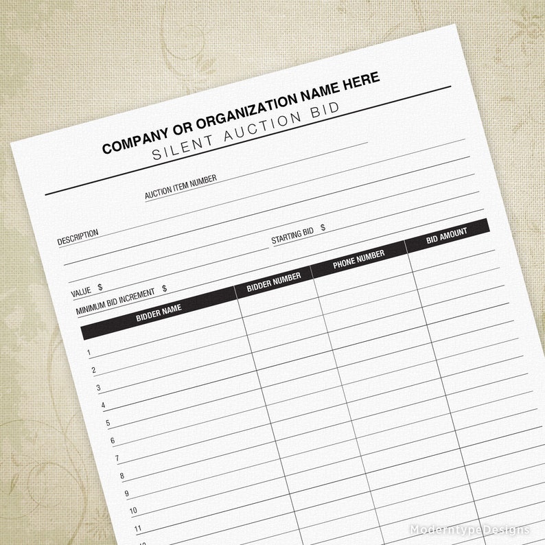 Tranquil Auction Bid Sheet Printable, Fundraiser Celebration, Bidding Style, Electronic Document, Quick Obtain, auc001 photo about Printable Silent Auction Bid Sheets known as Tranquil Auction Bid Sheet Printable, Fundraiser Party, Bidding Type, Electronic History, Prompt Down load, auc001