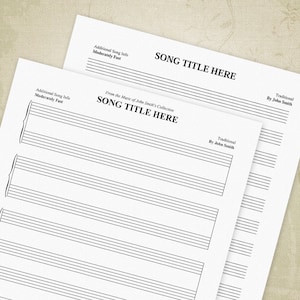 Music Staff Bar Charts Printable, Manuscript, Staves, Sheet Music Planner, Digital File, Instant Download, Editable Title, mus001