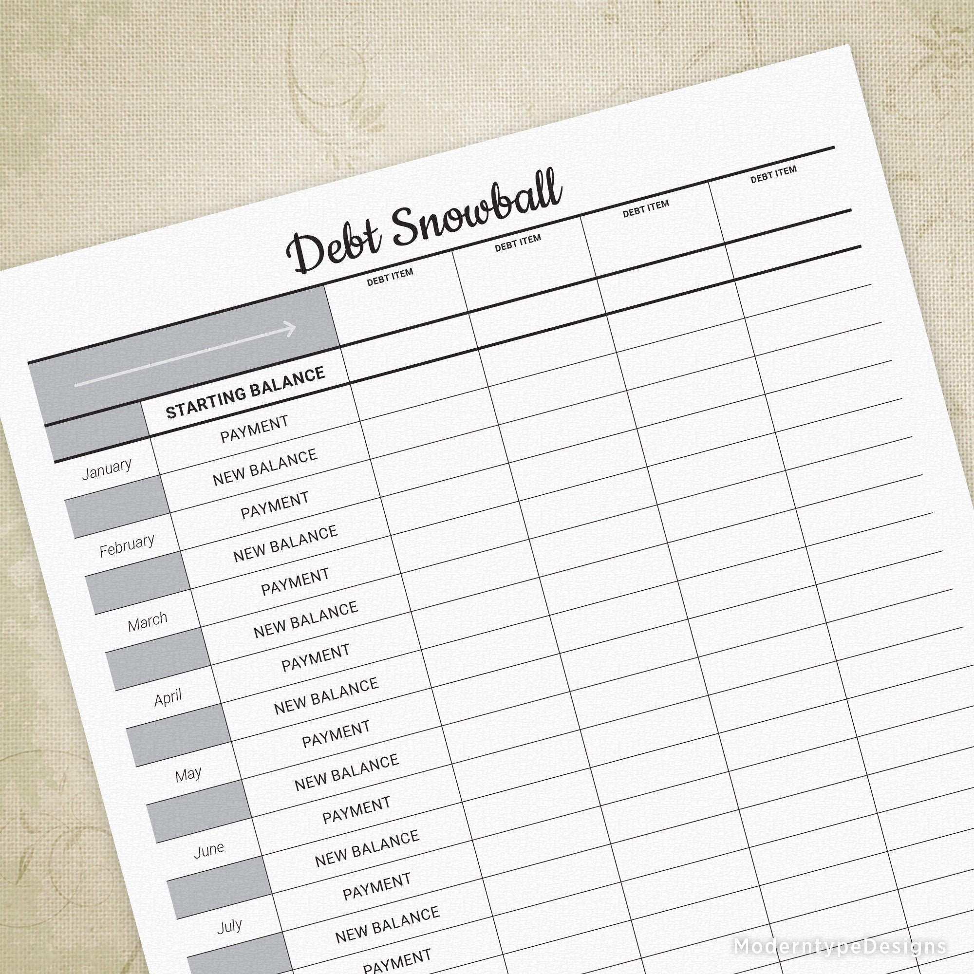 Debt Snowball Printable Sheet, Track Finances, Reduce Bills Planner ...