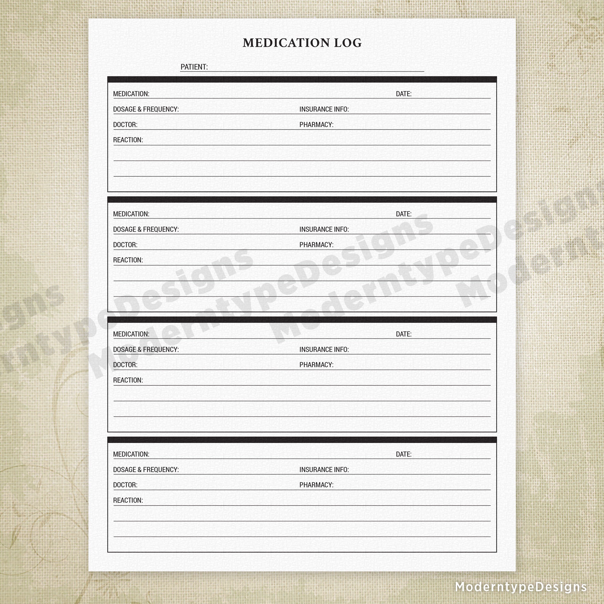 Doctor Visit Printable Kit for Patients, Surgery History, Symptoms ...