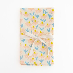 Coneflower Floral Cotton Linen Tea Towel