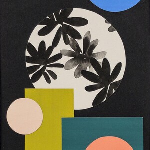 Flora and Form | Original Art Collage of Hand-Painted Florals and Shapes