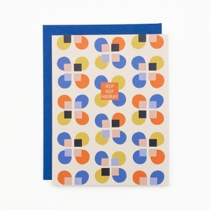 Hip Hip Hooray Biglietto d'auguri geometrico colorato