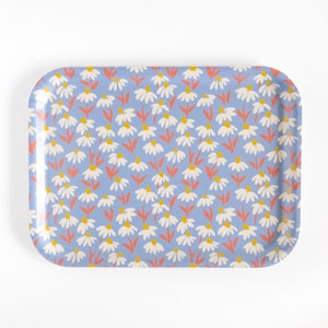 Coneflower serving tray / Birch tray made in Sweden / Rectangular tea tray