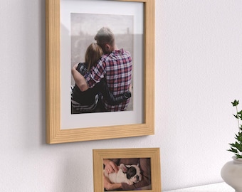Photo Frame with White Mount Pine Pewter Pink Beech Picture Frame All Size