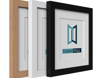 Box Picture Photo Frame with Mount Wood effect Black White Oak Square Sizes
