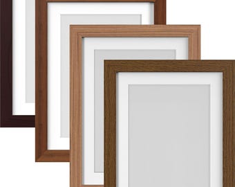 Photo Frame With Bevel Cut White Mount Poster Frames Wood Effect Dark Oak Teak