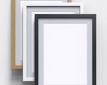 Black White Oak Picture Poster Photo Frame With Grey Mount Wood Effect All sizes