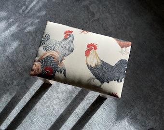 Handmade Ash Wood Stool: Upholstered Rooster Design, Modern Panca Bench