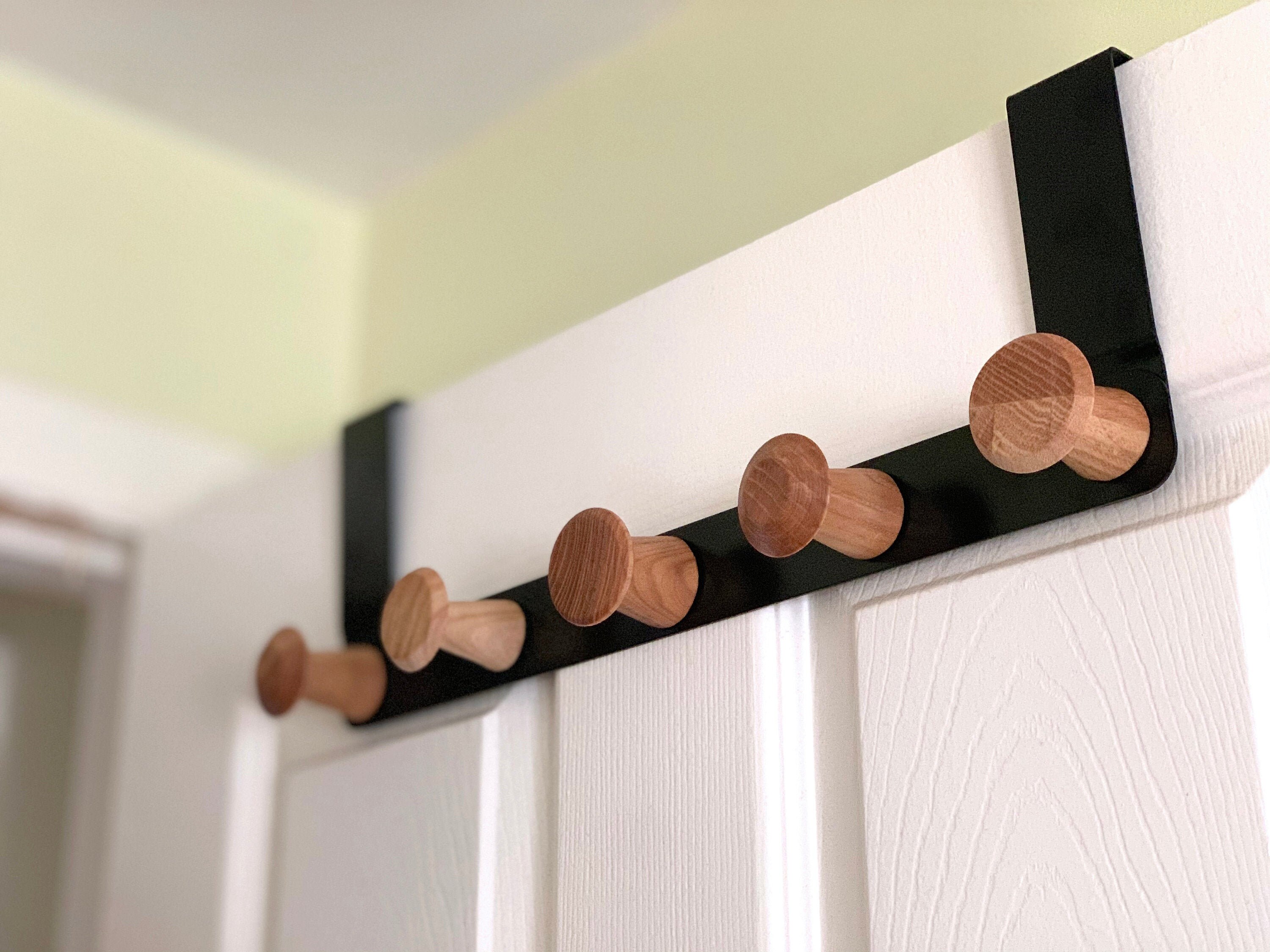 Set of 4 Design Ideas Black Hook Over Reversible Over the Door Hooks 
