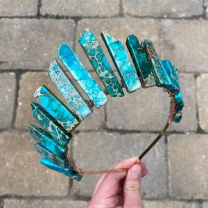 The Teal Imperial Jasper Witch Crystal Crown (Teal Jasper Crown, Teal Jasper, Jasper Sediment, Bridal, Princess, Cosplay, Mermaid Crown)