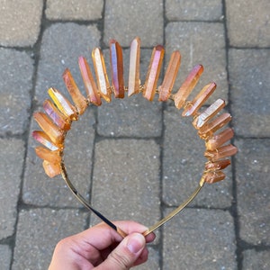 Orange Aura Quartz Crystal Crown: Witch Cosplay Headband