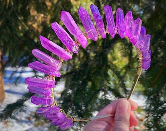 The Purple Aura Quartz Witch Crystal Crown (Raw Purple Auea Quartz Crown, Aura Quartz, Bridal, Princess, Cosplay, Queen, Bride, Wedding)