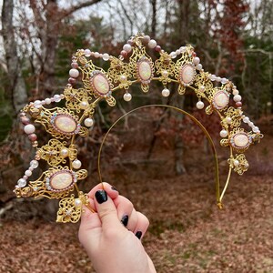 The Day Court Crystal Crown, Halo Crown, Mermaid Crown, Bridal Crown, Rave Crown, Crystal Tiara, Pink Crown, Pink Tiara, Bridal Headpiece