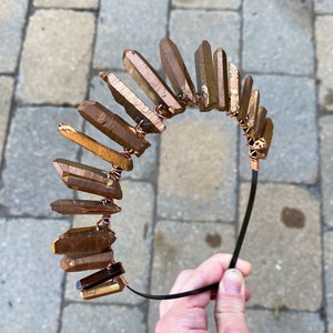 Bronze Quartz Crystal Crown: Witch Cosplay Headband