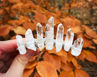 The Mini Polished Clear Quartz Witch Crystal Crown (Polished Clear Quartz Crown, Quartz, Bridal, Princess, Cosplay, Bridal, Wedding, Boho)