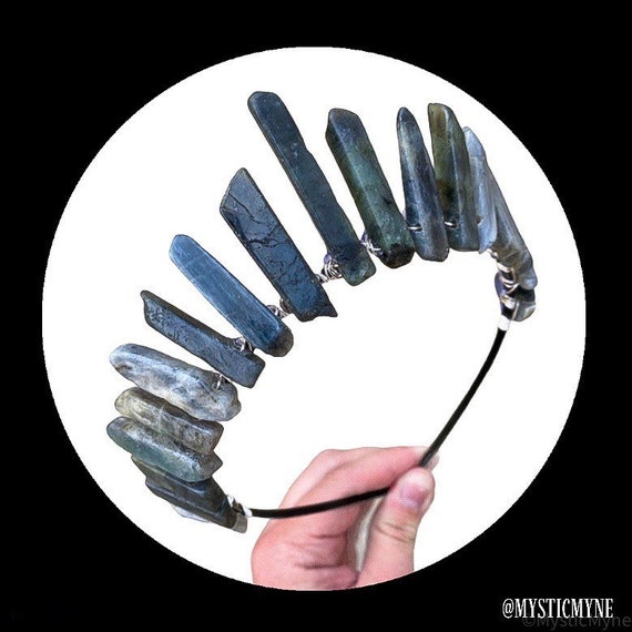 Labradorite Crystal Crown: Witch Headband, Cosplay Bridal  display picture 1