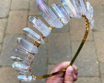 Aura Quartz Moon Hair Comb – Crystal Hair Clip for Boho  display picture 2