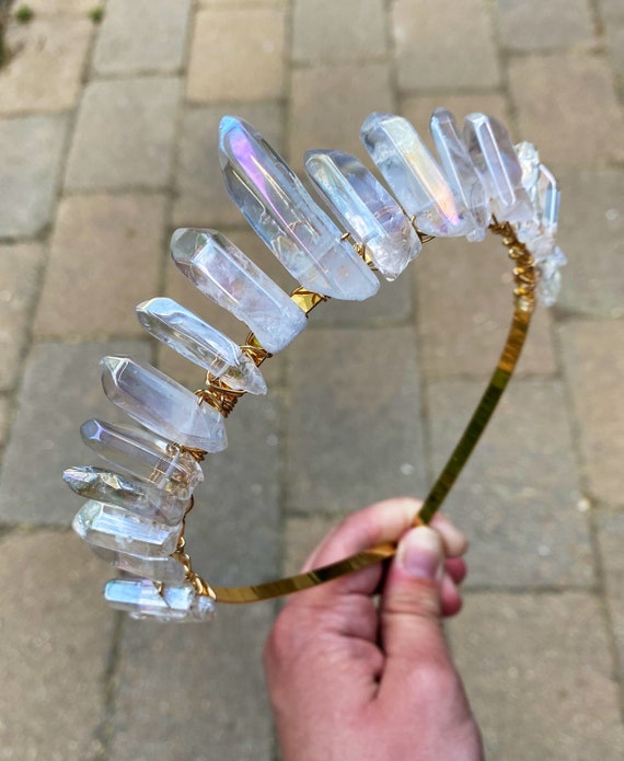 Opal Aura Crystal Crown Angel Dust Crystal Crown with Angel Aura Quartz | Little  main image 4