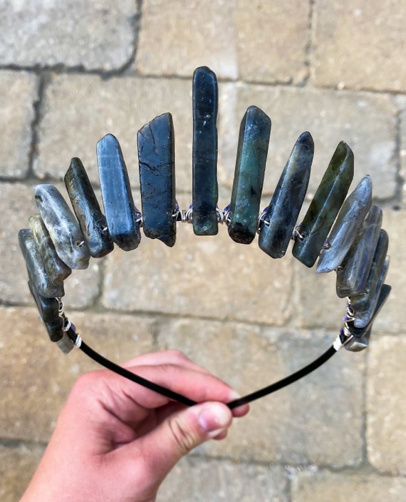 Labradorite Crystal Crown: Witch Headband, Cosplay Bridal  display picture 2